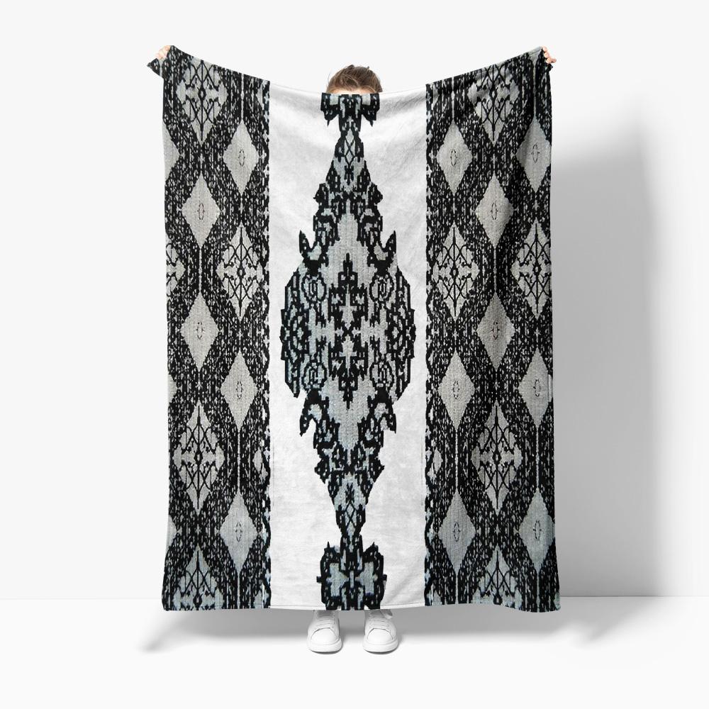 Black White Geometric Pattern Throw Blanket Sofa Bed Bedspread Decorative Throw Cushion Cover Gift