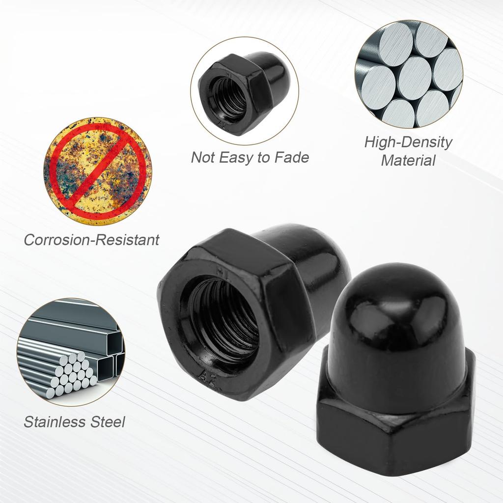 8pcs License Plate Retainer Nuts for Volvo V60/ V90/ S40/ S90/ S60/ XC90, Tall Dome License Plate Screw Caps Stainless Steel, Screws onto Existing