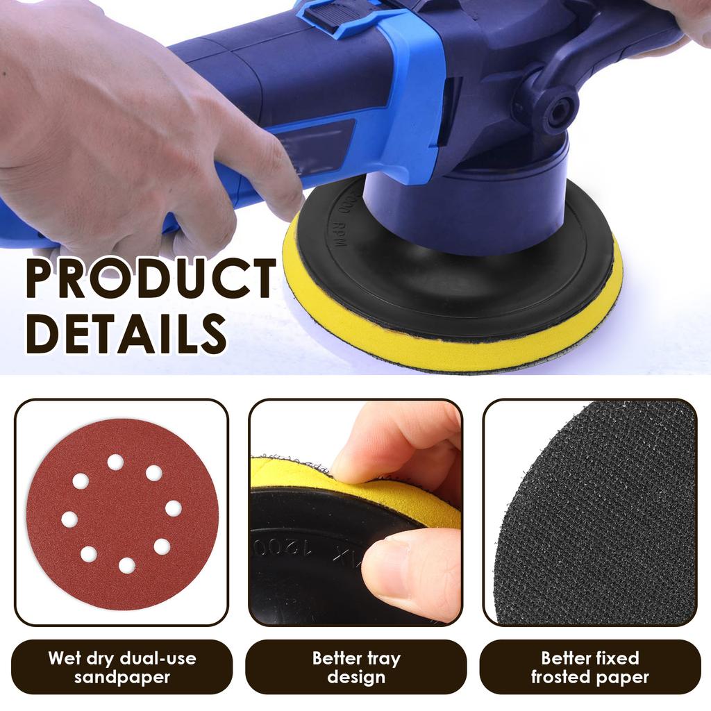 160pcs 5Inch Sanding Discs Pads Set with M14 Electric Pallet 40-600 Grit Abrasive Polishing Pad Kit Car Polish Sandpaper Sheet