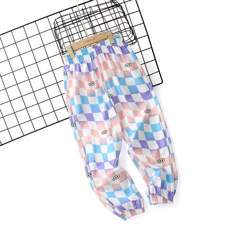 Pantalon d'été pour enfants style coréen à imprimé dinosaure anti-moustique - Pantalon long à revers pour garçons et filles