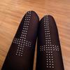 Vintage Black Gothic Tights Breathable Rhinestone Stockings Hip-hop Cross Pantyhose  Women