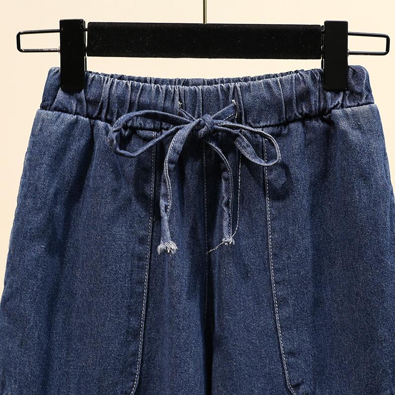 Frühling Herbst Jeans für Damen High Waist Weites Bein Hosen Damen Locker Jeans Elastischer Bund Denim Hosen Blau