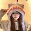 Cute Cherry Bear Plush Hat Women's Winter Thickened Warm Baotou Ear Protector Hairy Riding Lei Feng Hat