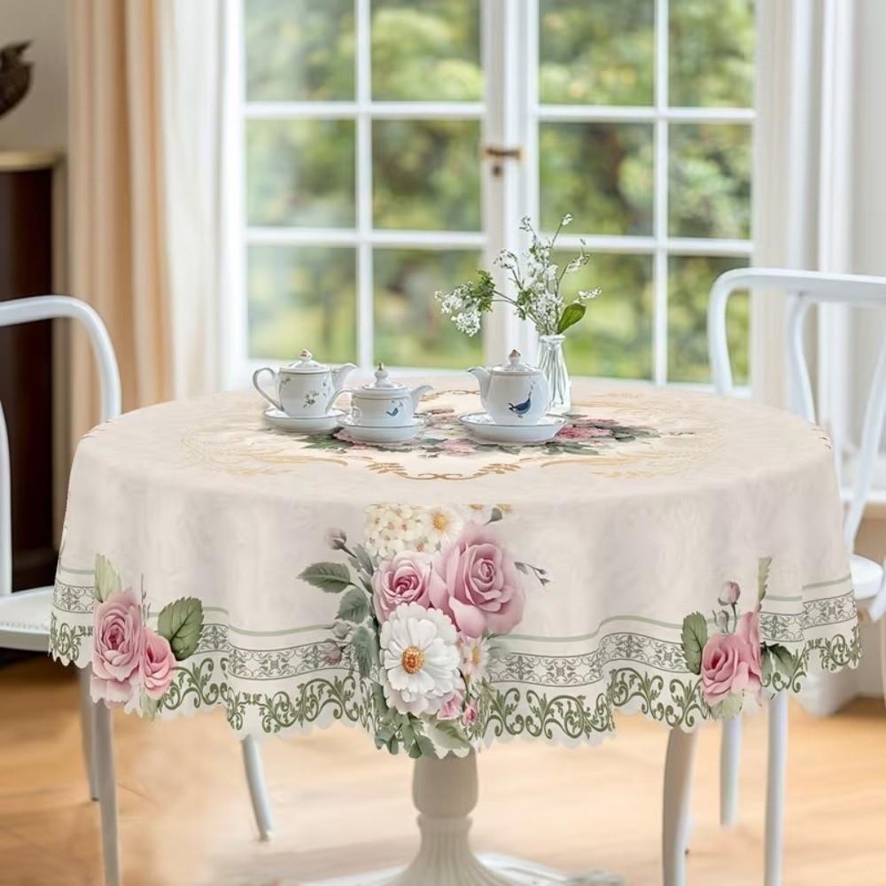 Waterproof Polyester Tablecloth Country Rooster Table Cover Universal Round Table Cloth Kitchen