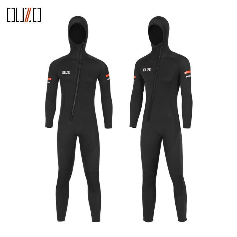 OUZO Mens 1.5mm Full Body Hooded Wetsuit Long Sleeve Diving Surfing Swimming Warmth UV Protection