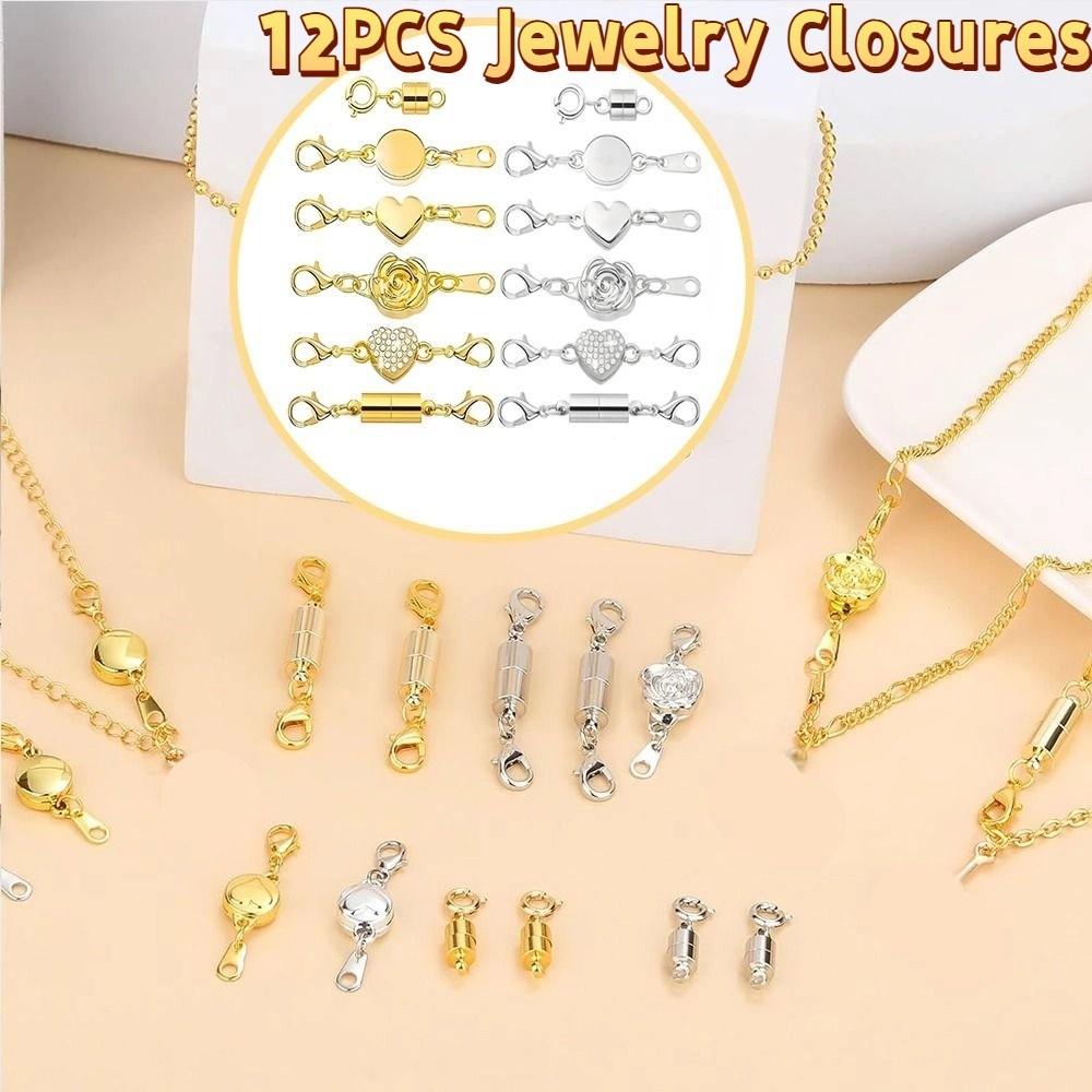 12Pcs Double Head Lobster Magnetic Bracelet Extender Gold/Silver Lobster Clasps  Bracelet