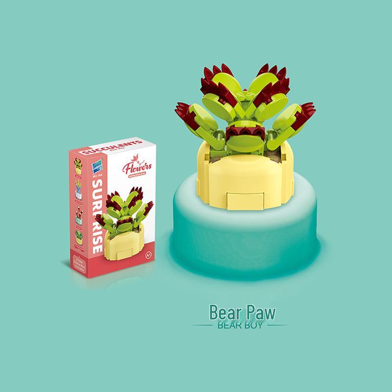 Kids' Educational Interlocking Building Blocks - Flower Potted Plant (Rose & Epiphyllum) Compatible with Top Building Block Models