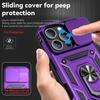 For iPhone 17 16 16e 15 Pro Max 14 Plus 13 12 11 Case Phone Bumper with Clear Tempered Glass Screen Protector Slide Camera Cover Ring Kickstand Holder