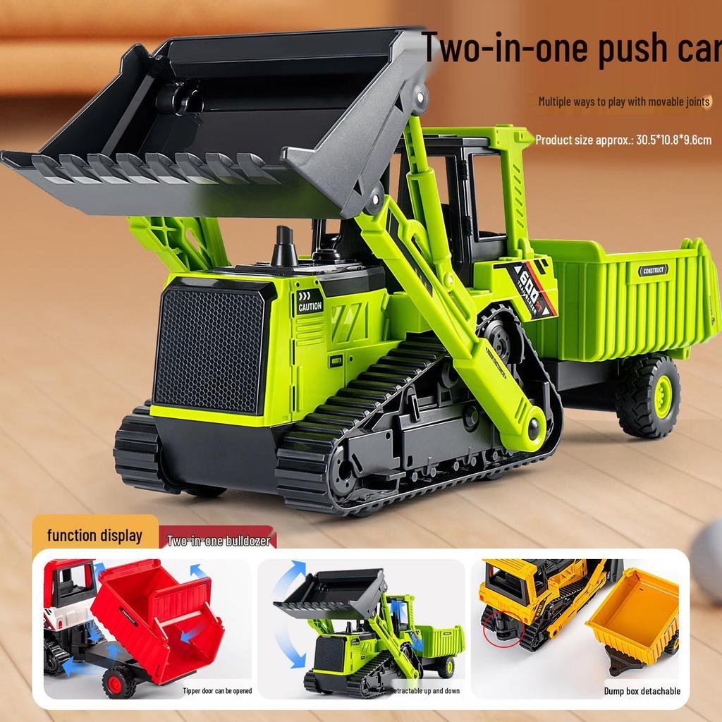 Eylemsizlik Mühendislik Aracı için Damperli Kova ve Forklift Durdurma Arabası Modeli ile Çocuk İtmeli Ekskavatör Oyuncağı.