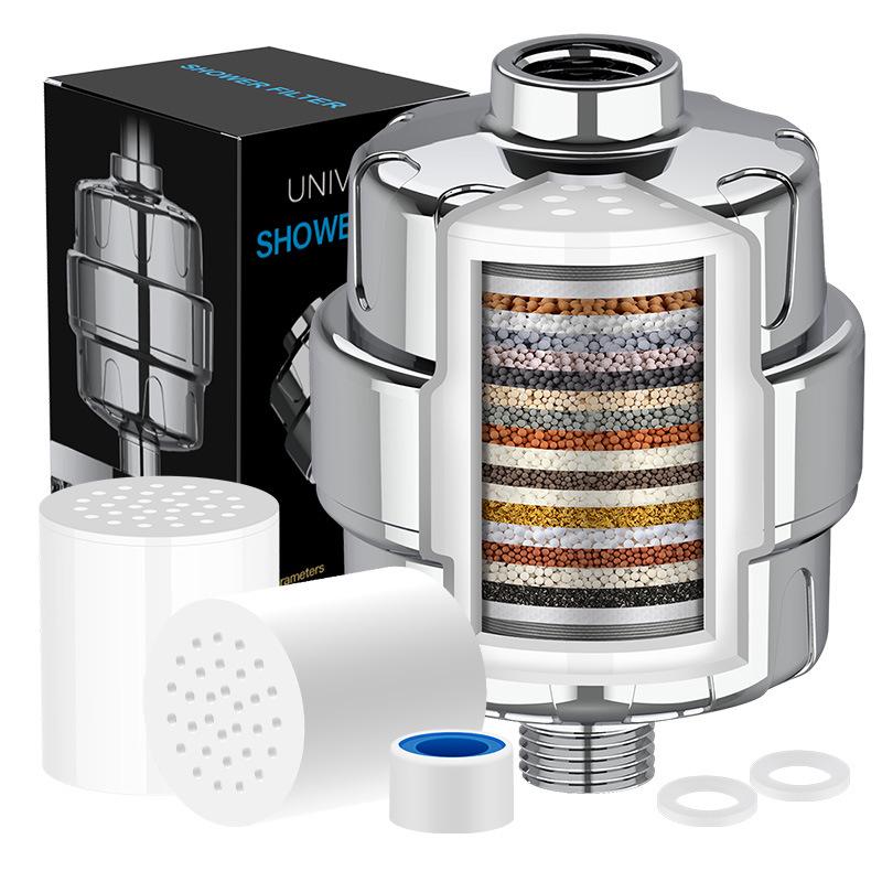 High-Flow 15-Stage Shower Filter: Removes Residual Chlorine & Beautifies Skin with 20-Layer Filter