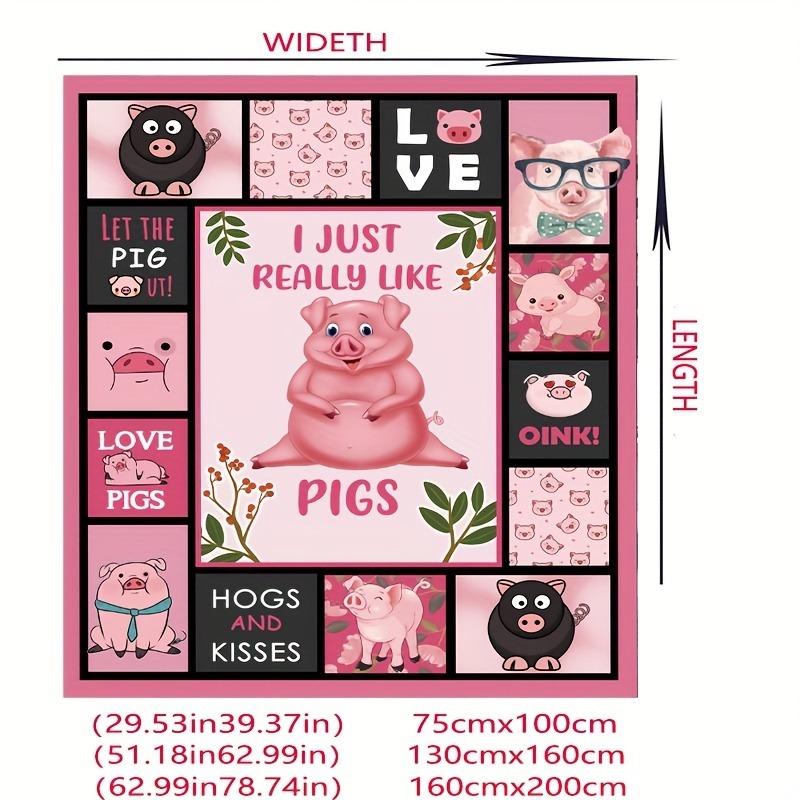 1pc Pink Pig Pattern Fleece Blanket Festive Winter Holiday Throw Blanket Portable Cozy Throw Blanket for Couch Bed Gift for Home 30x40in