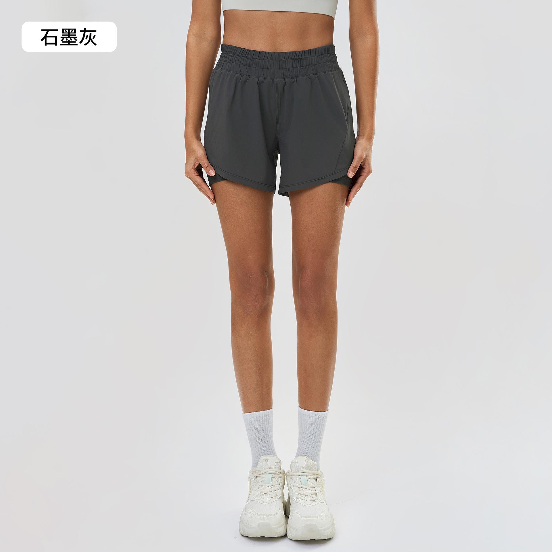 

Quick-drying breathable fitness shorts women s fake two-piece waist drawstring to cover the hips and show thinness yoga pants summer D 12( 70-75kg )