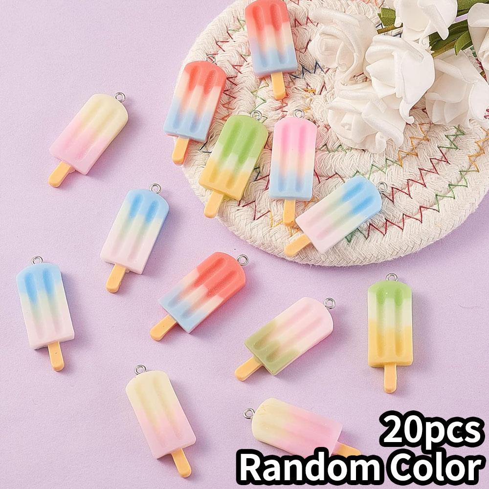 10/20/40 Pieces of 7-color Ice Cream Pendant, Rainbow Resin Popsicle Pendant, DIY Earrings, Keychains, Necklaces, Bracelets, Jewelry Making