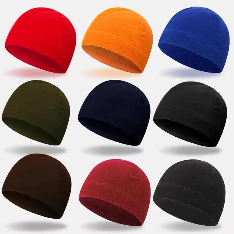Fashion Winter Warm Beanies Hats Windproof Polar Fleece Warm Caps Thermal Unisex Skullies Hat for Outdoor Running Cycling Skiing
