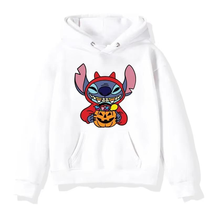 Halloween Stitch Pattern Hoodies Cute Cartoon Disney Sweatshirts Pocket Clothing Daily Men Hoodies Autumn Winter Pullover Tops