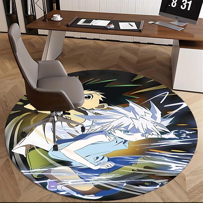 1pc Anime Cartoon Design Round Carpet for Office Chair Mat, Non-Slip Rug Suitable for Home Decor, Living Room