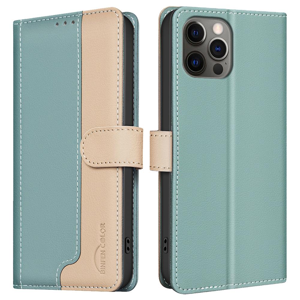 

BINFEN COLOR BF33 Чехол для iPhone 16 Pro Max, кожаный чехол с защитой от падений, комбинированной расцветки Green