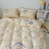 Cute Bear Washed Cotton Bed Four-piece Set Soft Skin-friendly Yellow Quilt Cover Bed Sheet Three-piece Set