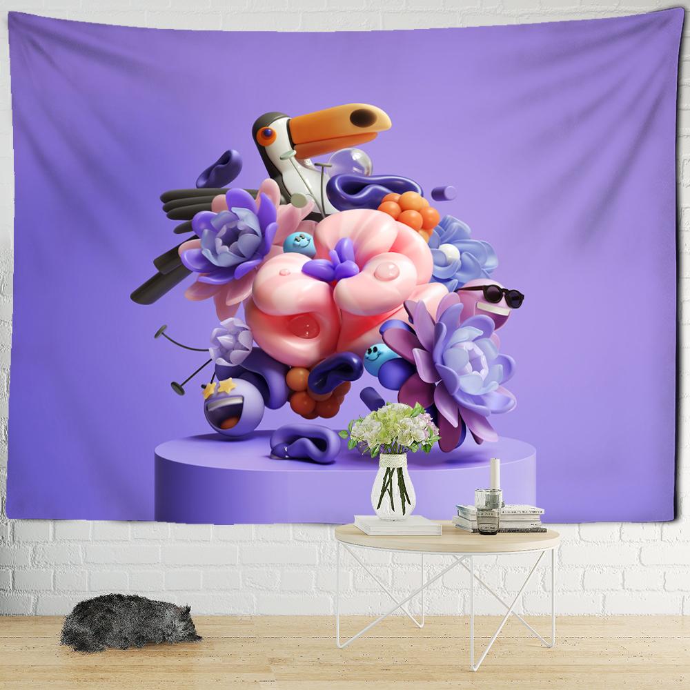 

Красочные выражения Модель Гобелен Настенный гобелен Мультфильм Кавайи Хиппи Tapiz Art Простая комната Домашний декор 95x70cm