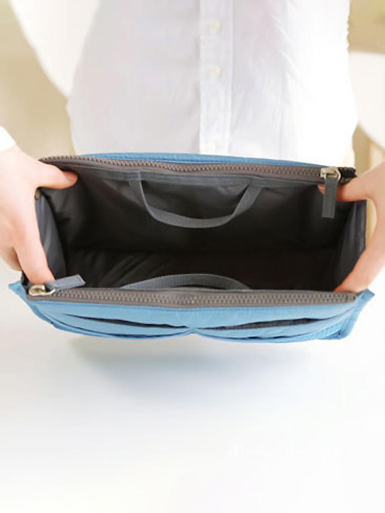 (1 Stück)Multifunktionale, faltbare Aufbewahrungstasche in koreanischer Version mit Doppelreißverschlüssen, tragbare Kosmetiktasche für Damen mit großem Fassungsvermögen