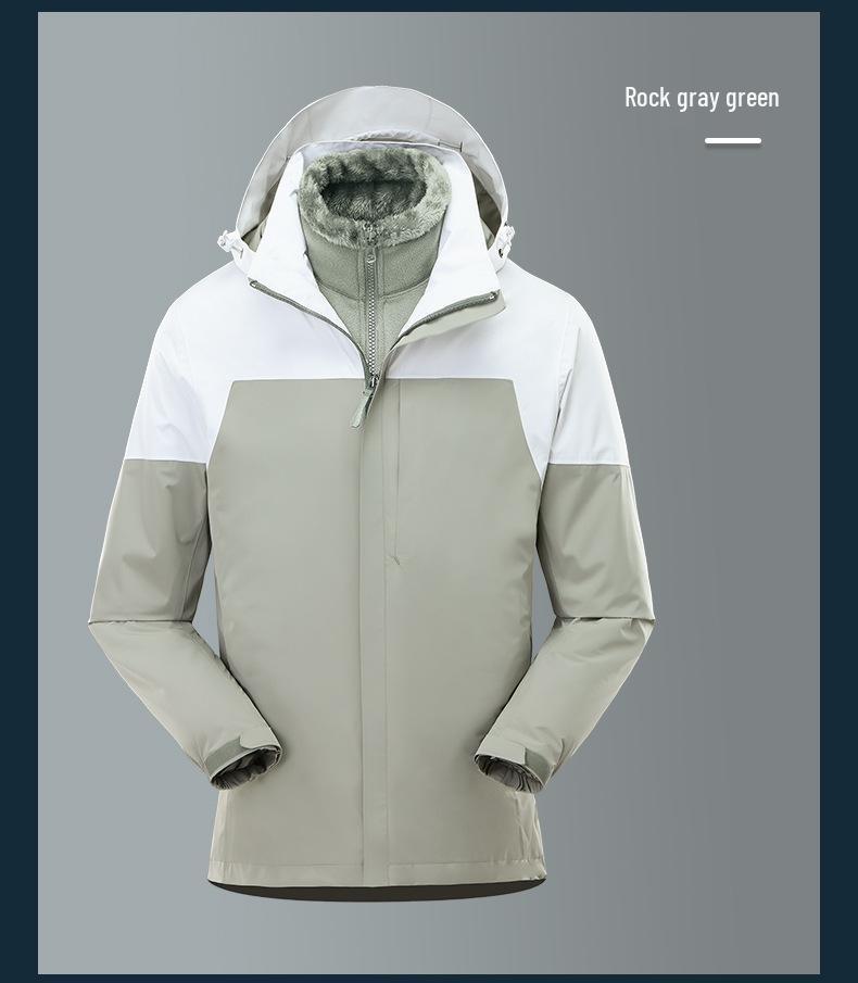 All-Weather 3-in-1 Detachable Mountain Jacket: Waterproof, Windproof, and Warm for Outdoor Climbing - Men's and Women's Styles