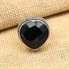 Black Spinel Gemstone Handmade 925 Sterling Silver Heart Shape Jewelry Vintage Ring For Wedding Gift