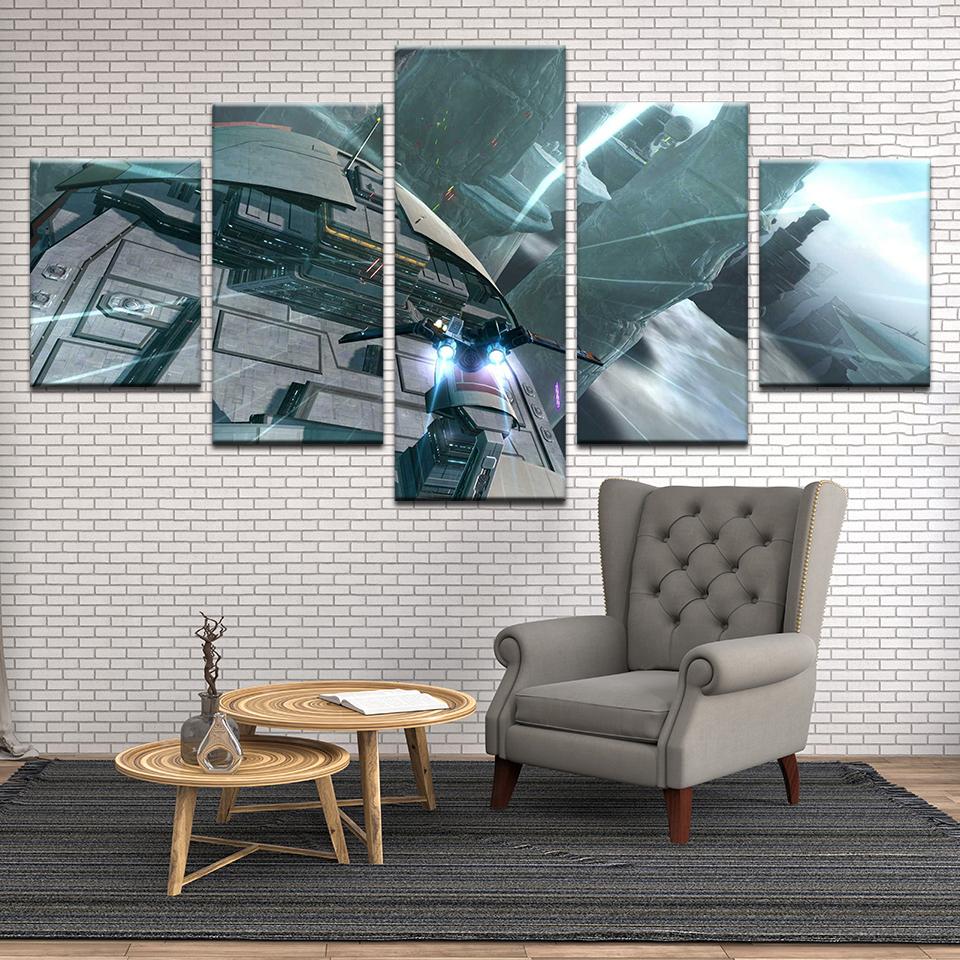 

Холст Настенная картина Украшение дома Комната Печать на холсте Современная картина маслом 5 шт. Игровой космический корабль Современные картины без рамки