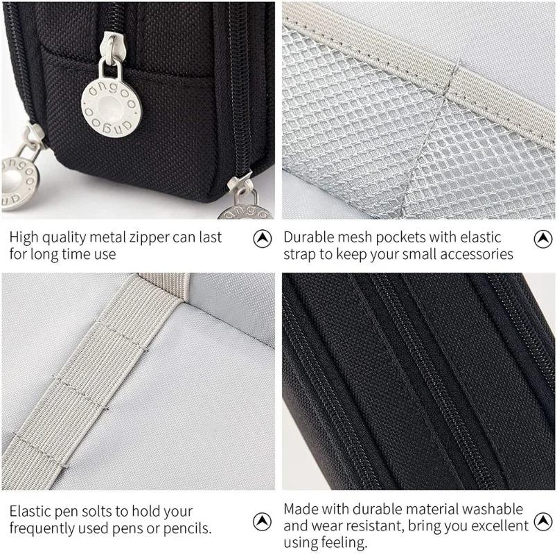 Kawaii Pennfack Stort Förvaringsutrymme 3 Fack Ficka Dubbelsidig Öppning Student Skrivmaterial Skrivbordsorganisatör Skolmaterial