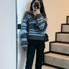 Polo Collar Sweater Pullover  Female 2023 New Long Sleeve High-end Zipper Knit Sweater Fringe Stripe Sweater Pullover Female Top
