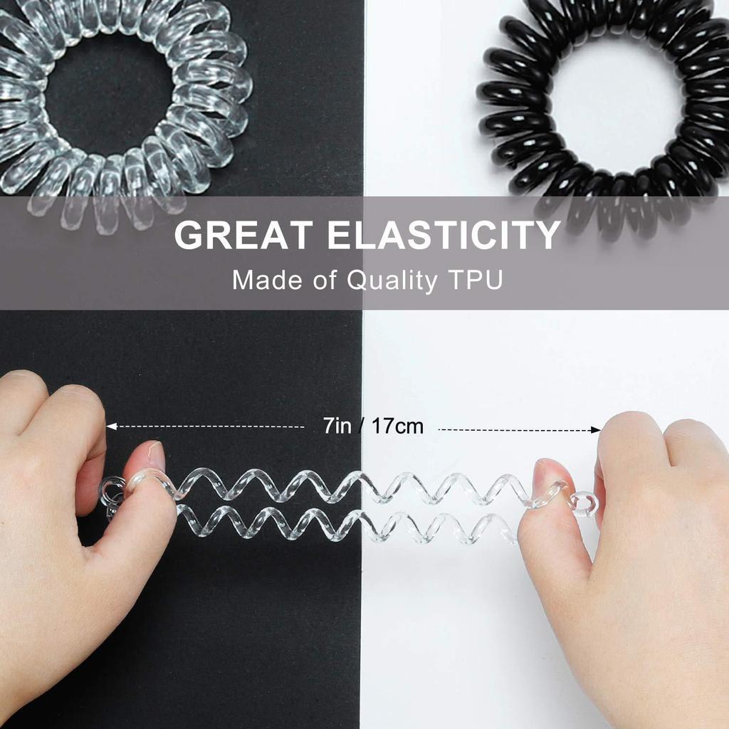 Black Traceless Telephone Cord Hair Tie - Thin, Fluffy Hair Accessory for Women