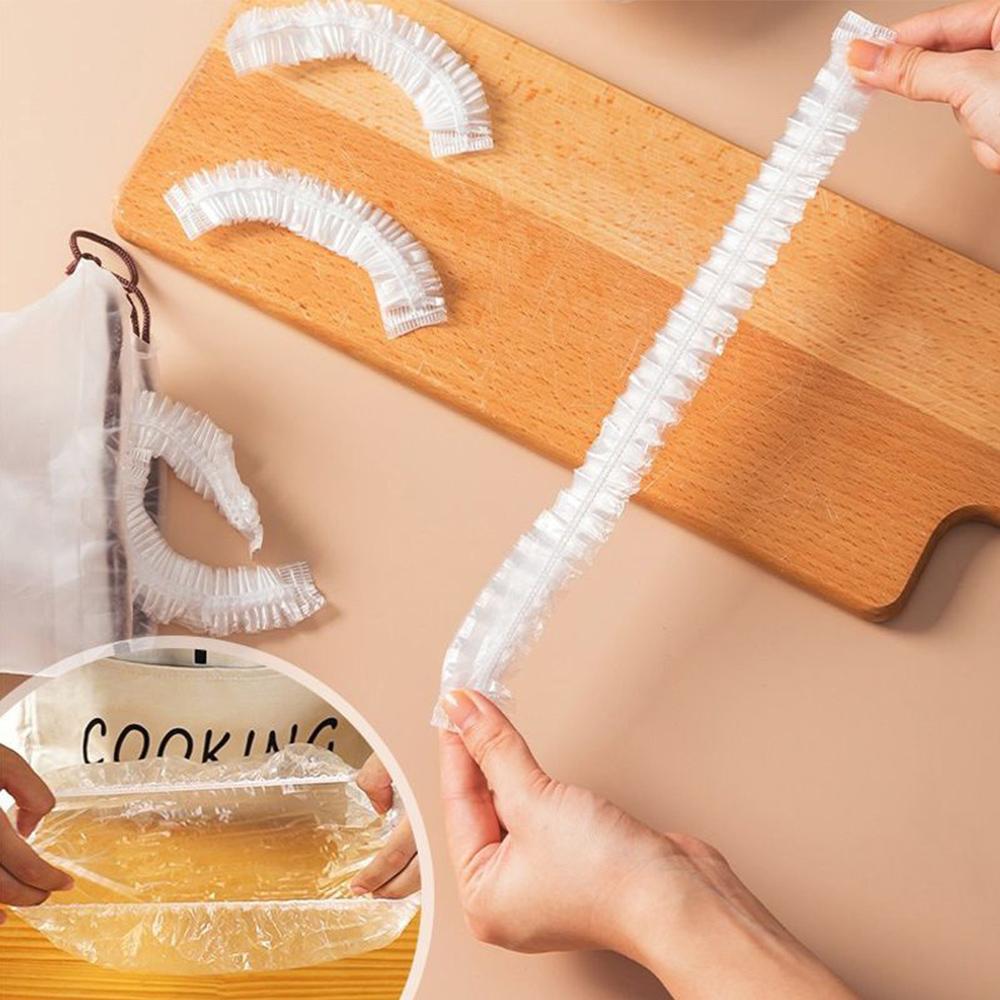 

100 шт. одноразовых пакетов для хранения продуктов, пластиковая пленка, эластичные крышки для продуктов, кухонные пакеты для сохранения свежести для мисок, чашек, тарелок 100Pcs прозрачный