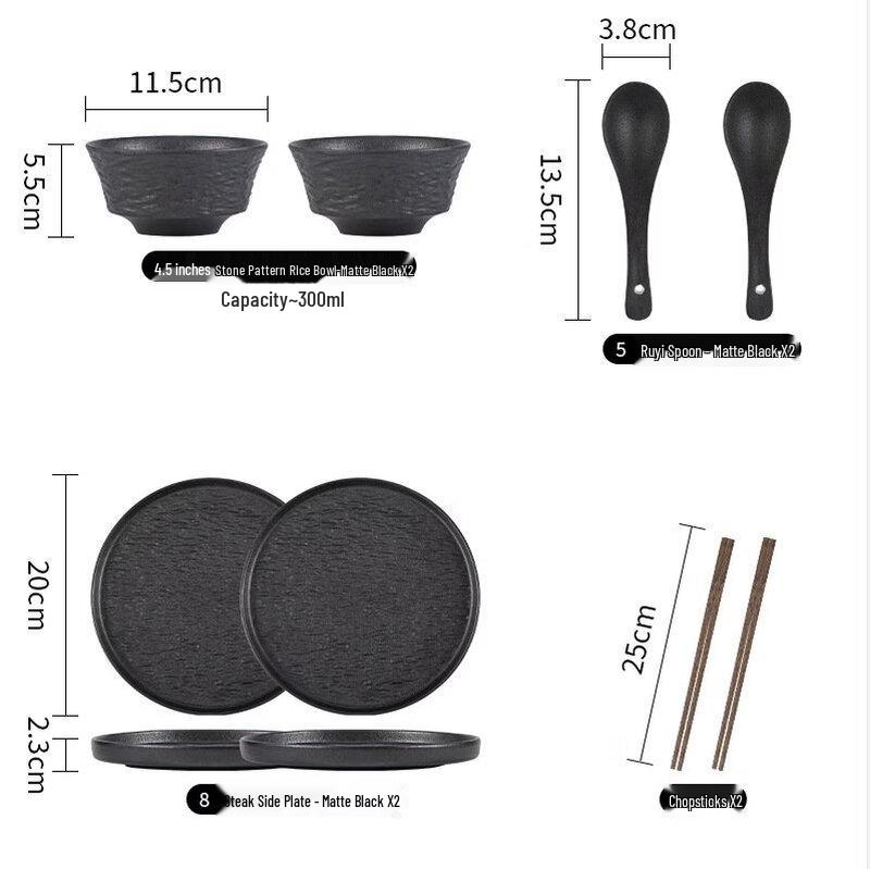 Abay 8-Piece Ceramic Dinner Plate Set
