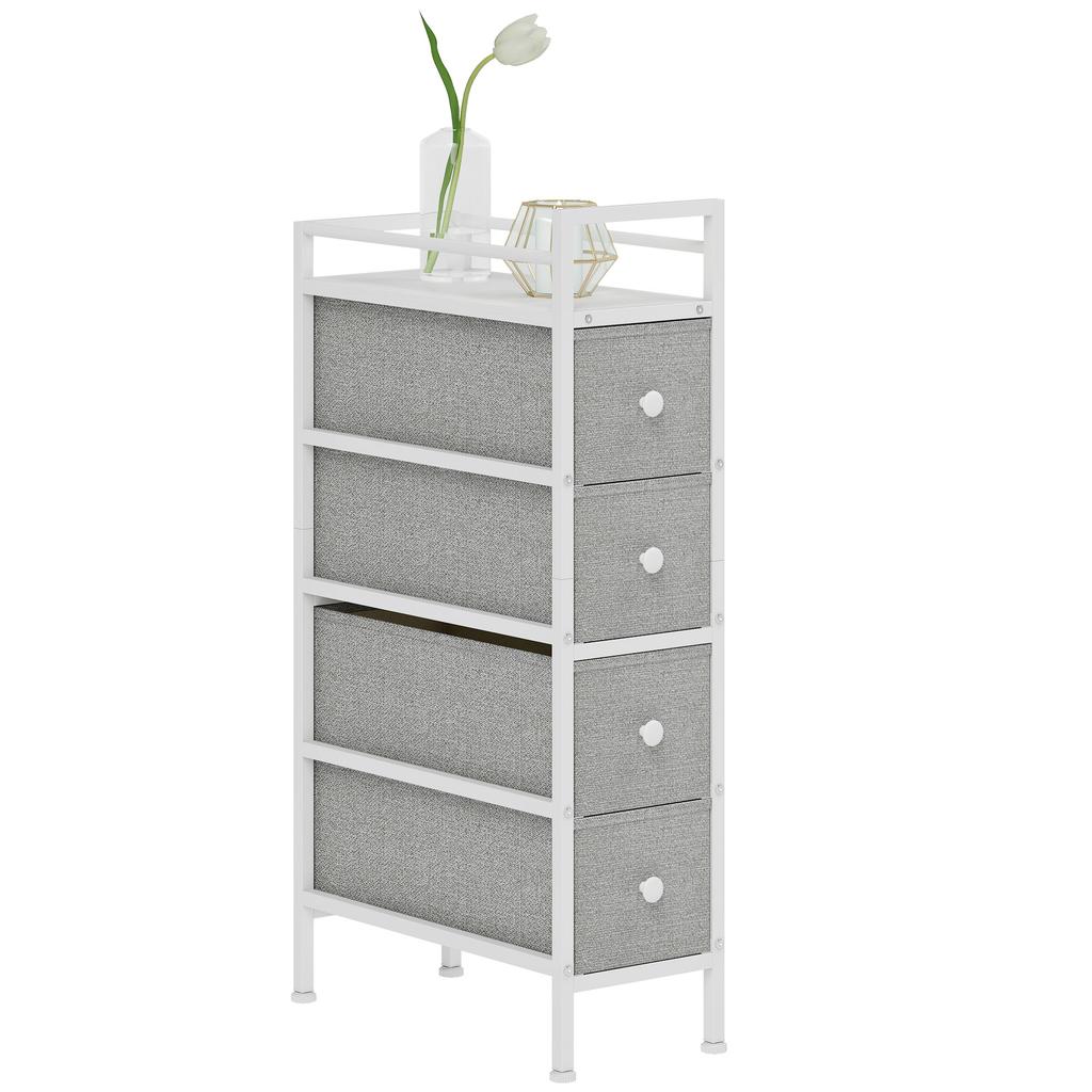 Chest of Drawers with 4 Fabric Drawers, Steel Frame, Dresser for Bedroom, Small Spaces, Living Room, Dressing Room, Light Gray
