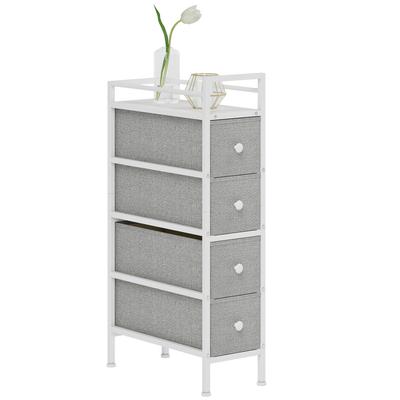 Chest with 4 Fabric Drawers Steel Frame Bedroom Chest for Small Spaces Living Room Dressing Room Light Gray