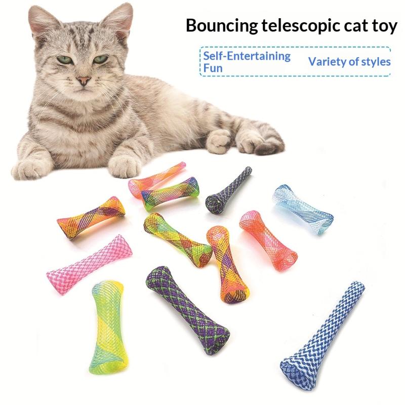 20/50Pcs Colorful Cat Spring Toys Springy Mesh Cat Stick Interactive Pet Toy For Pet Cat Boredom Relief Entertainment Toys