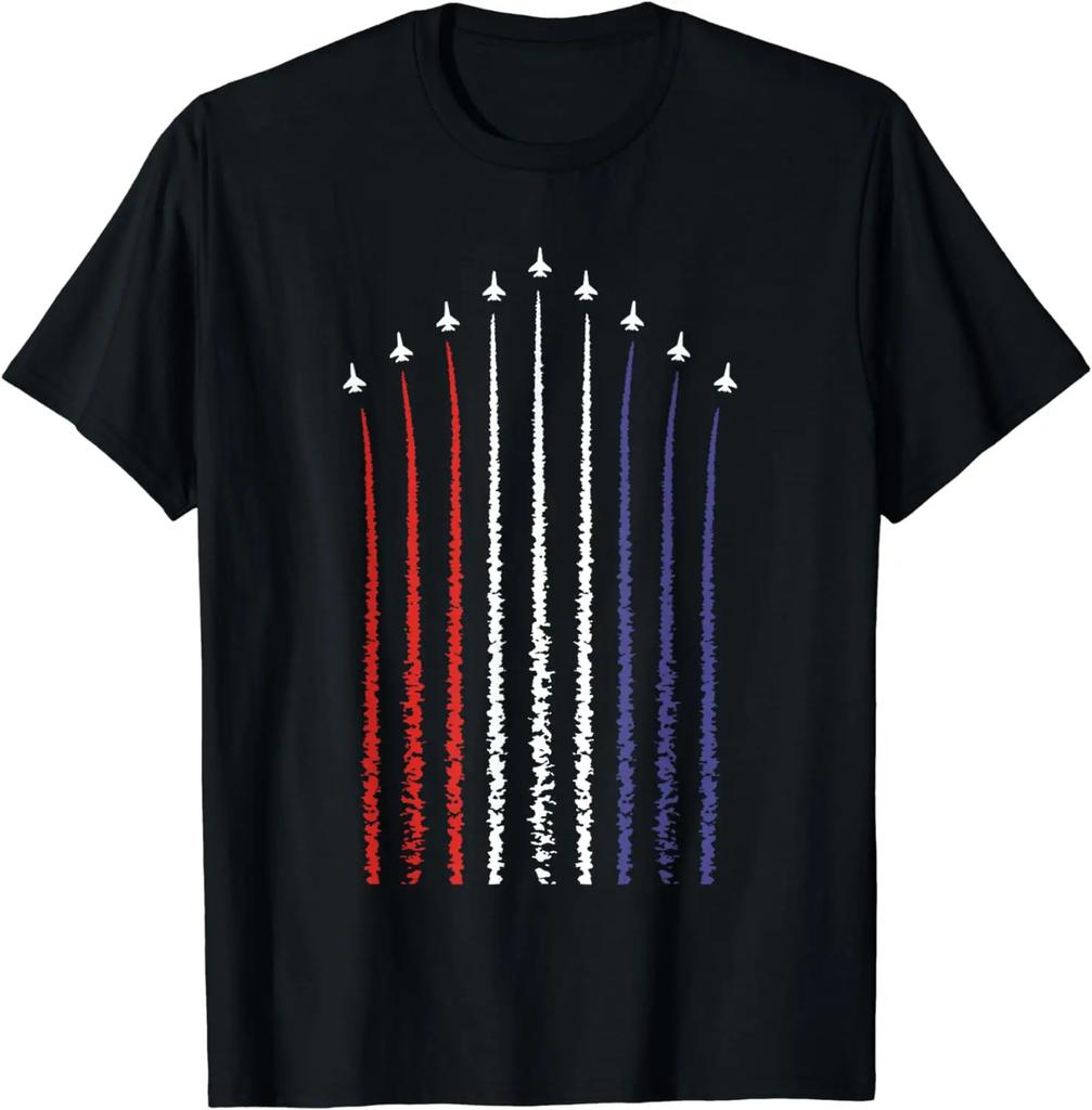 US American Flag with Fighter Jets for 4th of July T-Shirt
