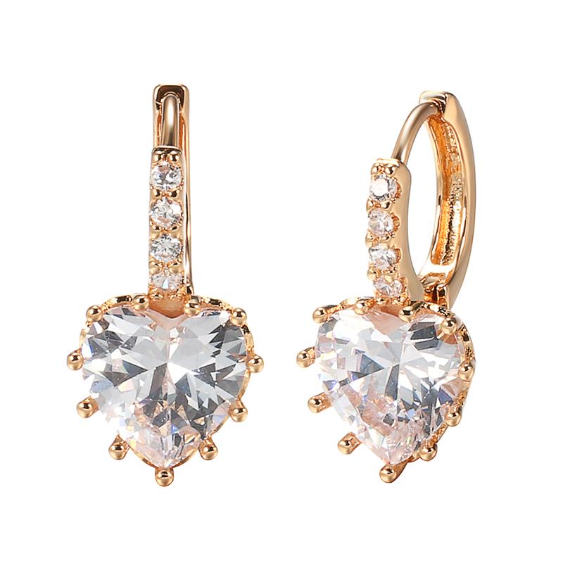 

Новые серьги-подвески в форме сердца с натуральным цирконом, цвет розового золота, женские серьги, романтические, свадебные, модные, для вечеринок, ювелирные изделия