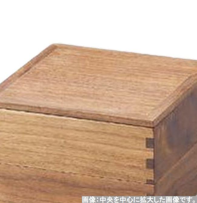 Recreation Bento Box Made in Japan Wooden Walnut 50 Double Tier Heavy Inner Black New Year J-kitchens (Lunch Box) (1 Set) 15.1cm
