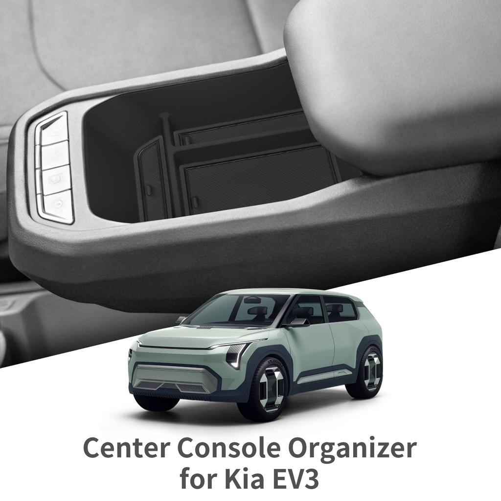 Ablagefach für Mittelkonsole und Armlehne für Kia EV3 (2026) – ABS-Ablagefach, schwarz