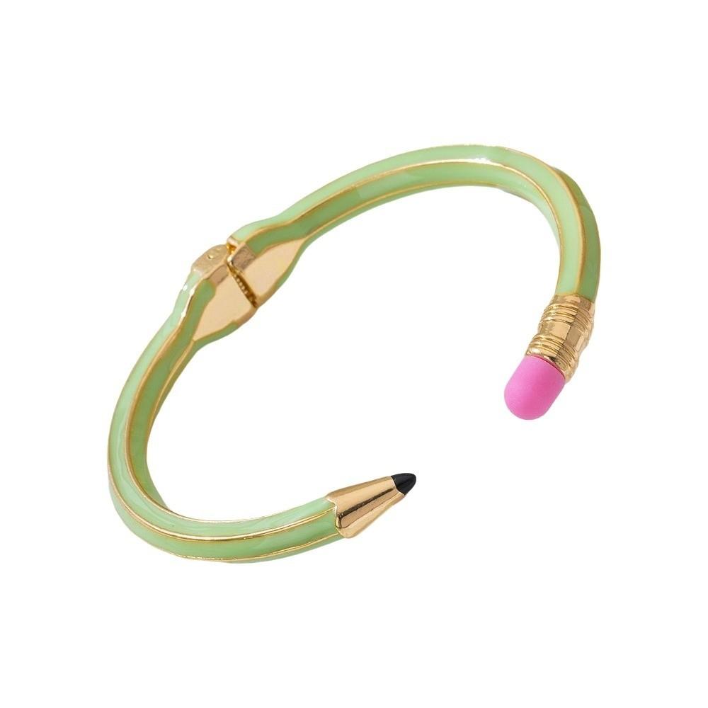 Flexible Spring Hinge Pencil Shaped Bracelet Spring Open Band  Artistic Design Enthusiast зелёный
