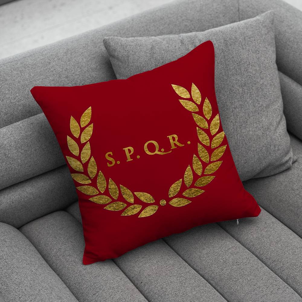 Retro Spqr Roman Empire Pillow Case Antidustmite Pillowcase Invisible Zipper Silky Short Plush Sofa Cushion Cover