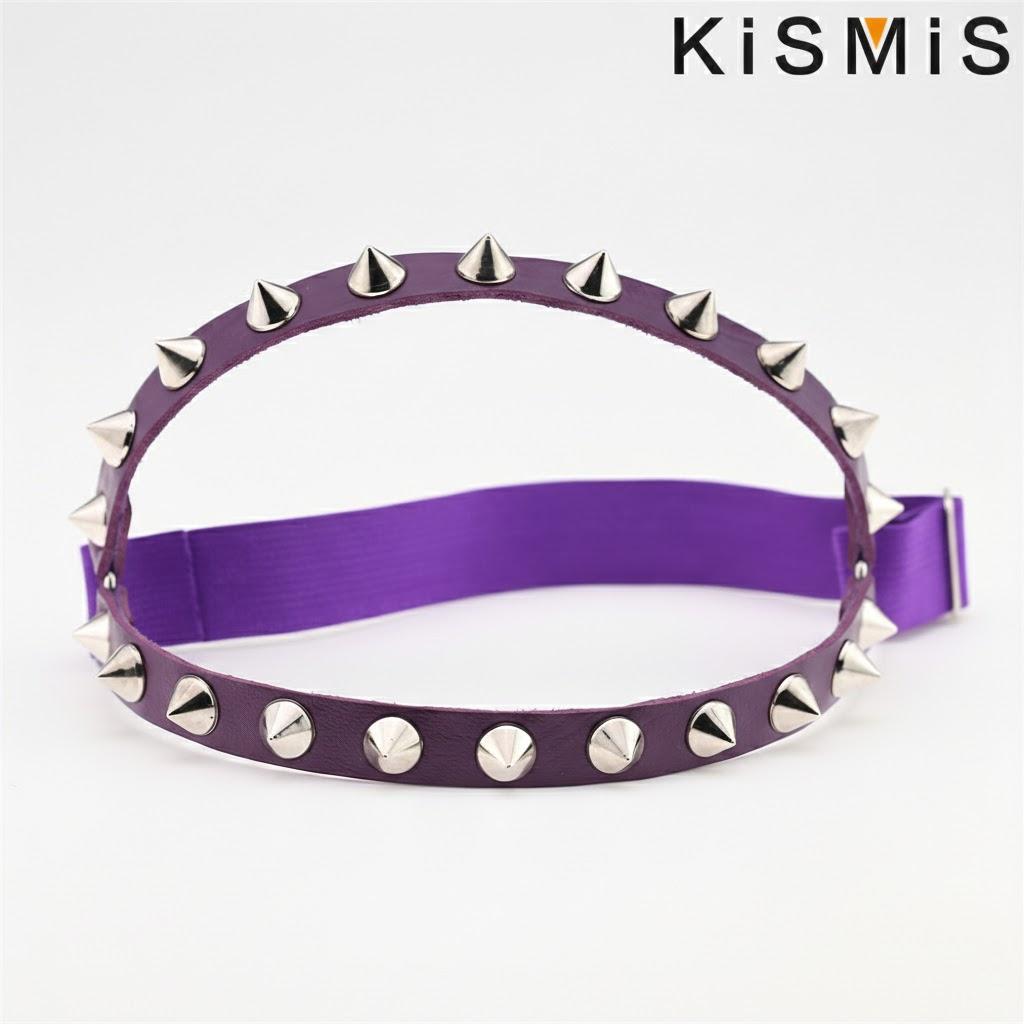 

1PC Punk Hip Hop Leather Double Row Rivet Garter Belt Sexy Thigh Ring Body Chain for Women Fashion Accessories фіолетовий