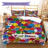 Mr. Men Little Miss Custom Name Pattern Bedding,Quilt Set Quilt Cover Pillowcase Home Birthday Gift(1 * duvet cover + 2 * pillowcase, without core)