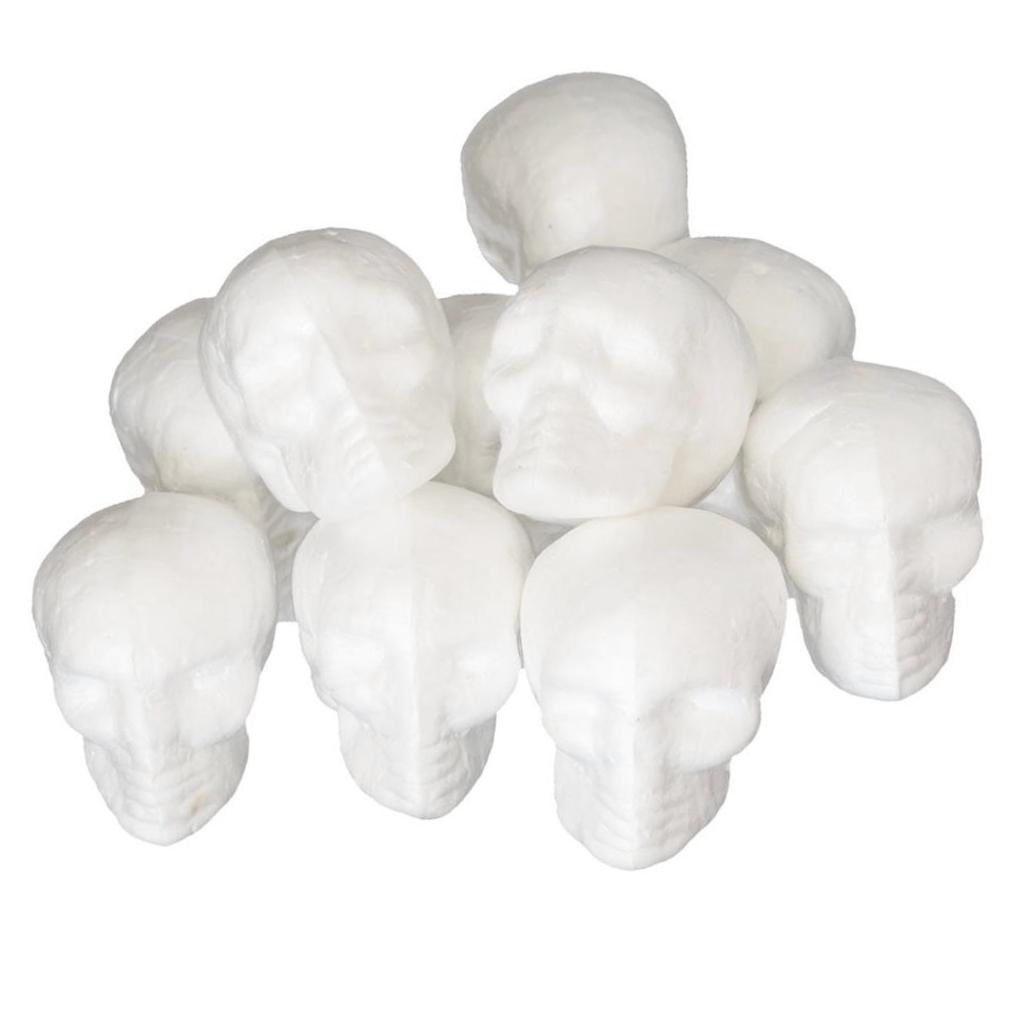 Pěnová lebka s vysokou hustotou pro řemesla Bílý polystyrenový ornament pro DIY Halloweenské dekorace a umělecké projekty
