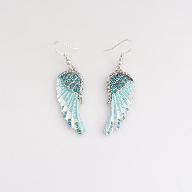 Fashion Romantic Blue White Pink Color Charm Angel Wings Earring For Women Exquisite Jewelry Gifts