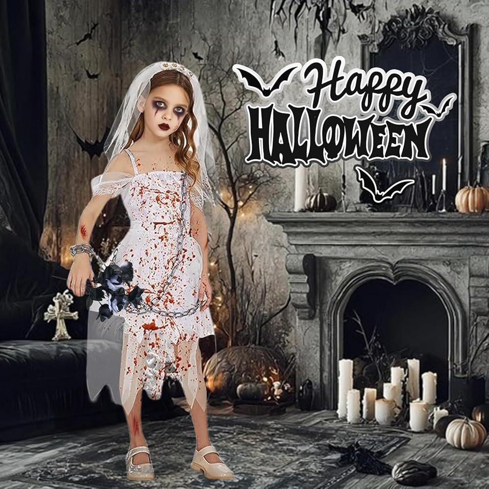Halloween Witch Ghost Vampire Bride Cosplay Dress, Masquerade Witch Role Play Outfit