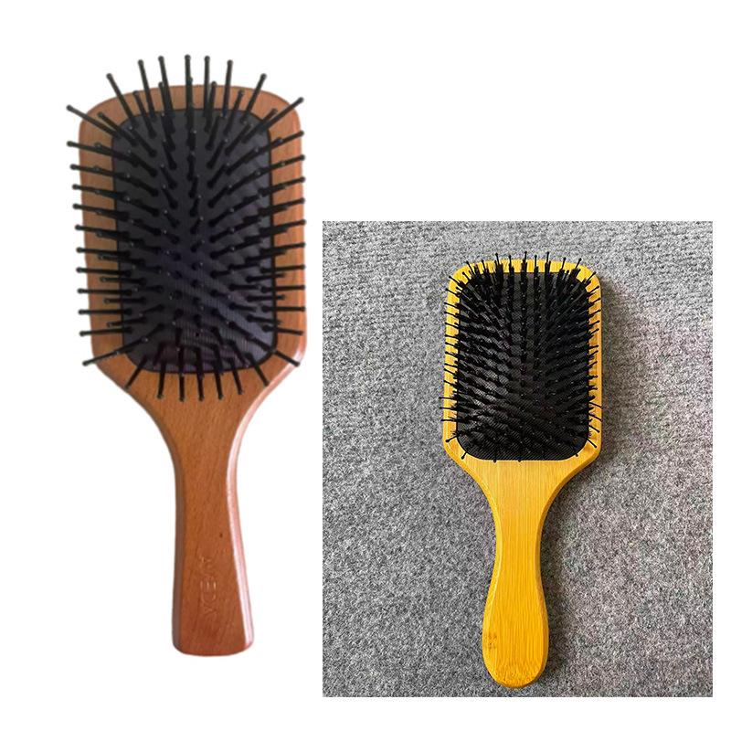 Hemu Wooden Air Cushion Comb & Scalp Massager for Women - Hair Loss Prevention & Volume Boost