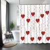 Red Heart Shower Curtain White Background Love Design Romantic Bathroom Decor Waterproof Printed Bath Curtain Home Fashion