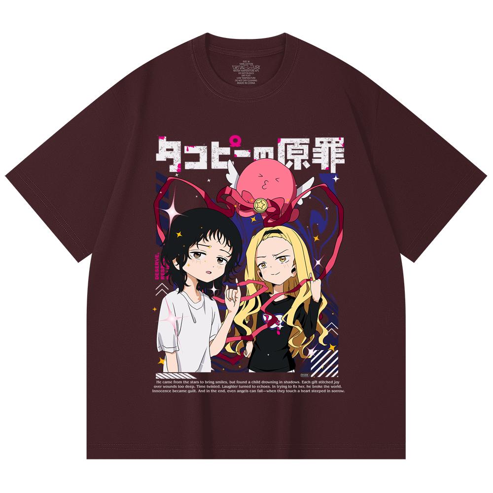

230 Gsm 100% Cotton Takopis Original Sin V1 Print Unisex Heavy Cotton T Shirt 2XL вина червоного кольору