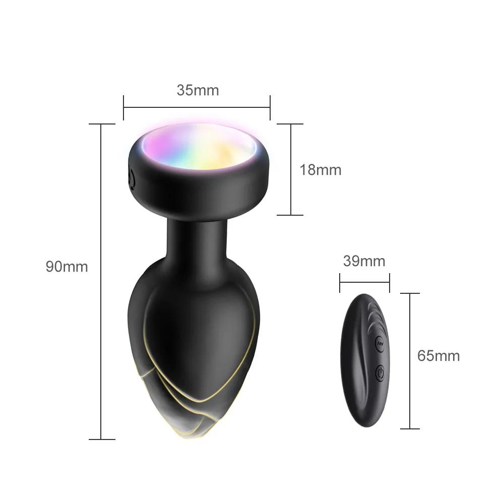 Anal Vibrator Sex Toys For Men Wireless Remote Butt Plug Anal Plug LED Light Male Prostate Massager Vibrating Sex Toys for Women